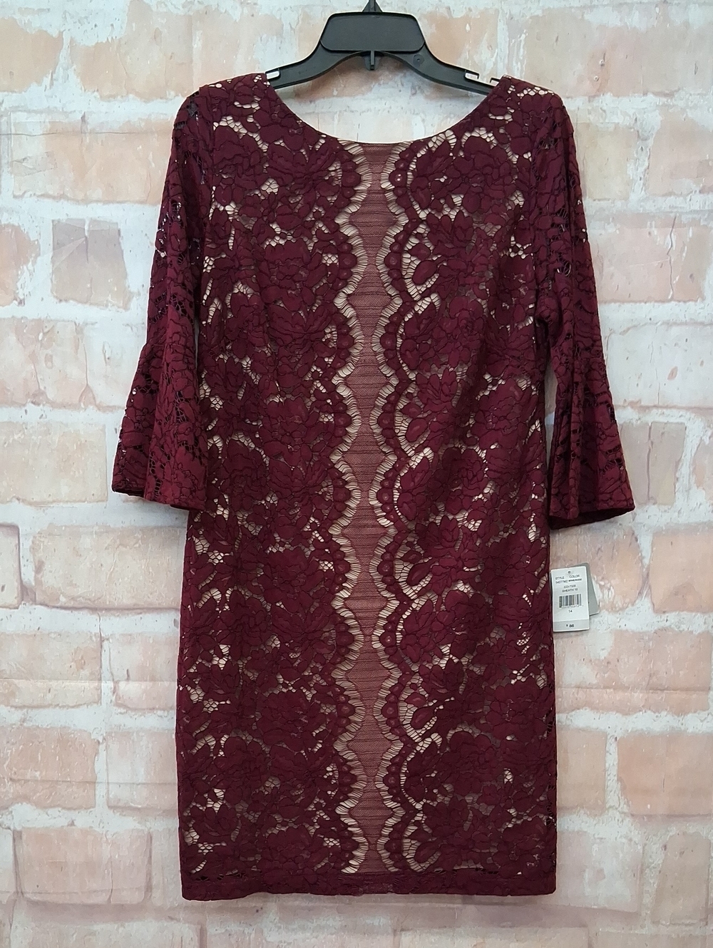 NWT Danny & Nicole Wine Color Lace Midi Dress